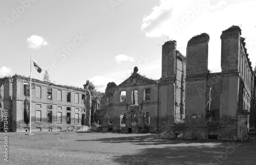Ruins of the Palace. Artictic look in black and white.