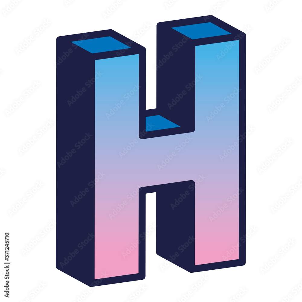 3d h letter design, lettering typography retro and comic theme Vector illustration 3d h letter design, lettering typography retro and comic theme Vector illustration