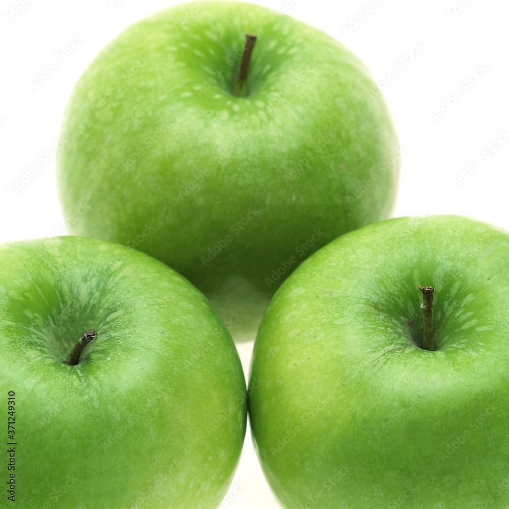 Granny Smith Apples, malus domestica, Fruits against White Background Granny Smith Apples, malus domestica, Fruits against White Background