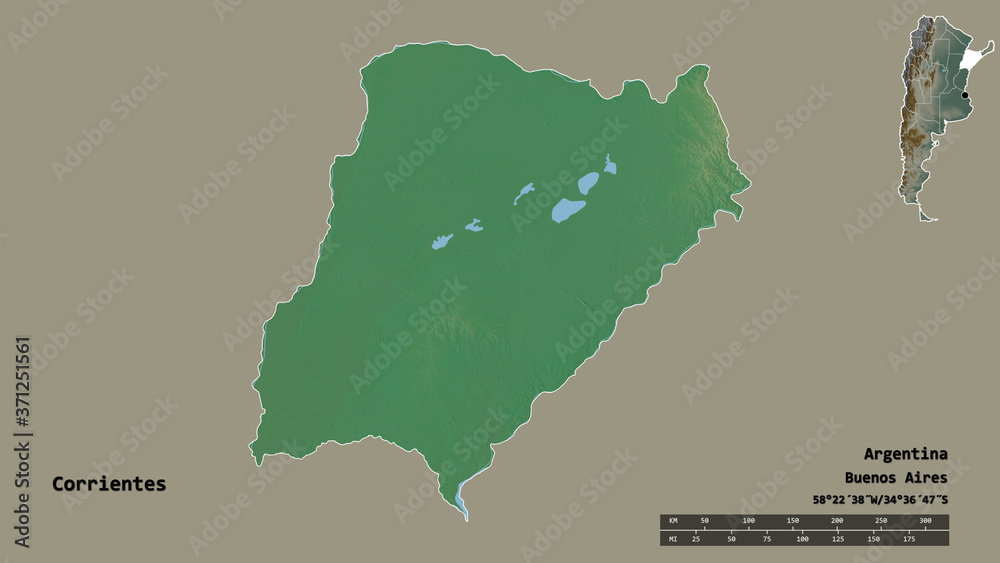 Obraz premium Corrientes, province of Argentina, zoomed. Relief