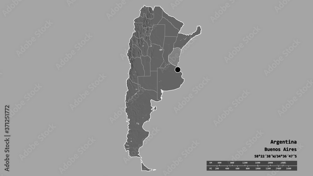 Location of Entre Ríos, province of Argentina,. Bilevel