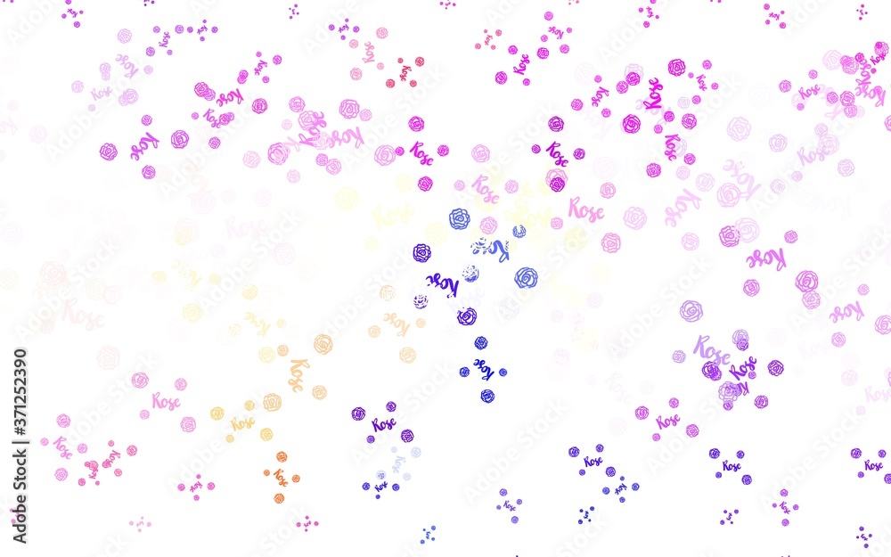 Light Multicolor vector doodle template with flowers, roses.