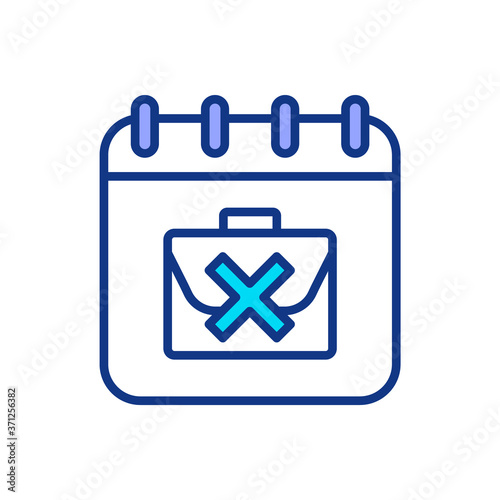 Period of unemployment RGB color icon. Cut of corporate job position. Employee dismissal. Recession in economy. Financial crisis in business. Social issue with labor. Isolated vector illustration