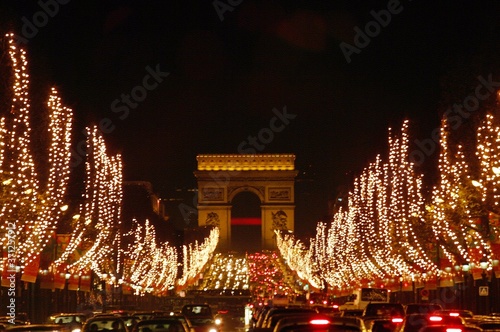 Christmas on Champs Elysees and Arc de Triomphe, Paris