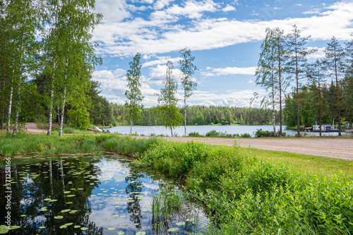Beautiful summer view of Lohilahti, Sulkava, Finland photo