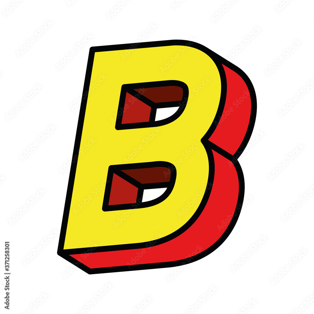 3d b letter design, lettering typography retro and comic theme Vector illustration 3d b letter design, lettering typography retro and comic theme Vector illustration