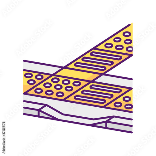 Tactile guidance RGB color icon. Tenji blocks. Truncated domes. Detectable warning surfaces. Tactile tiles. City infrastructure. Disabled people accessible facilities. Isolated vector illustration