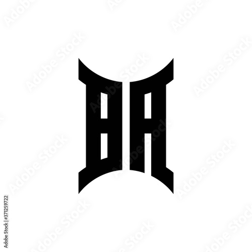 BA monogram logo with curved side