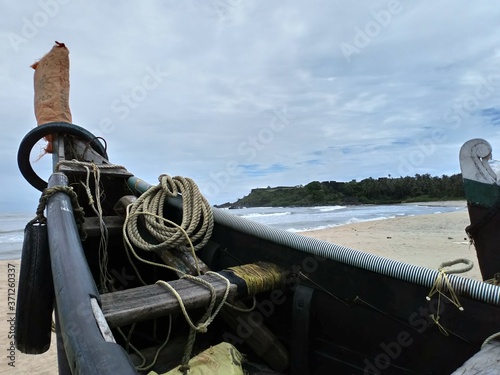 Fishing boat on the beach ,Kerala India 