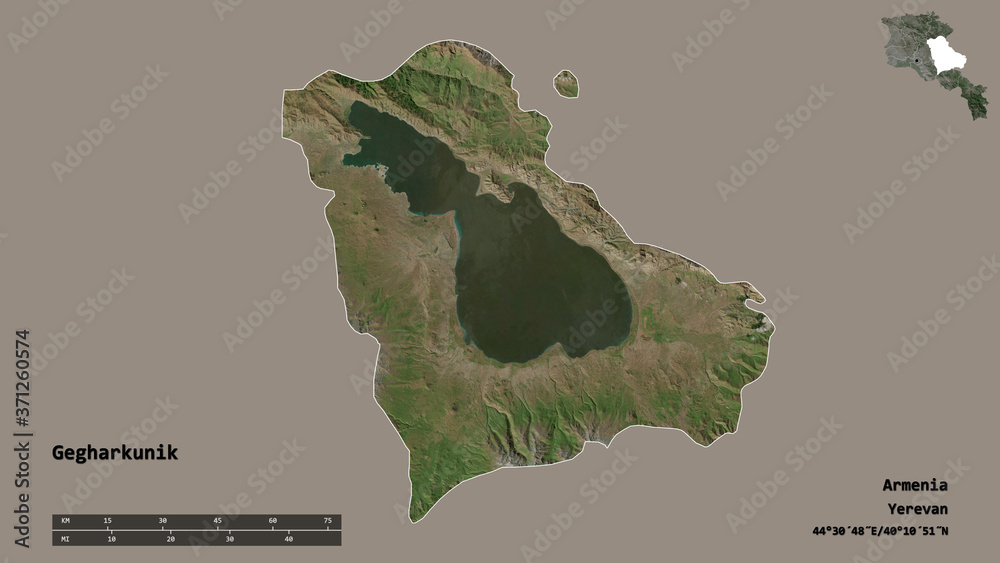 Gegharkunik, province of Armenia, zoomed. Satellite