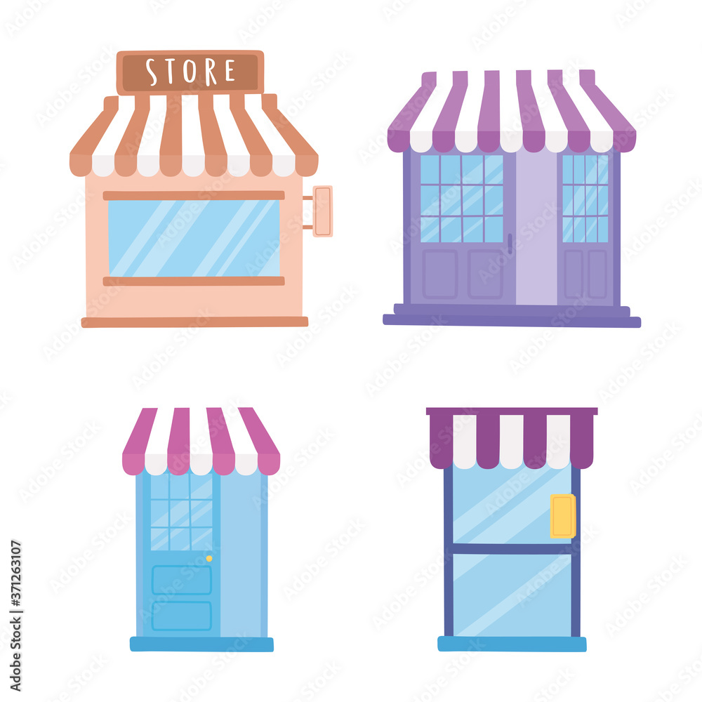 store shop front view exterior doors commercial icons store shop front view exterior doors commercial icons