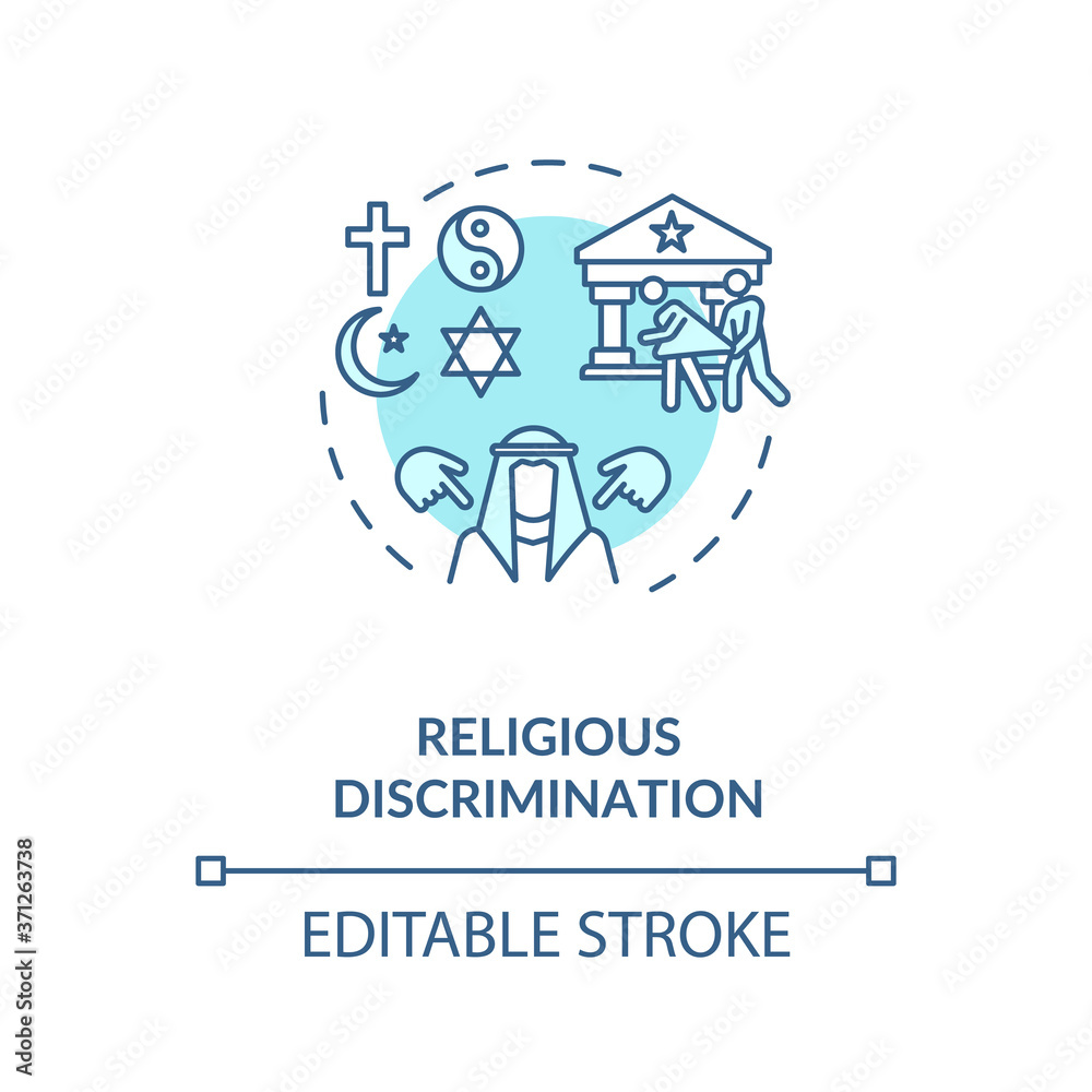 Religious discrimination concept icon. Mistreatment based on religion ...