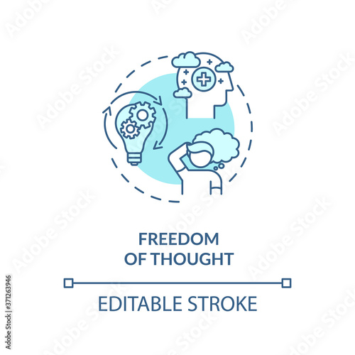 Freedom of thought concept icon. Conscience freedom idea thin line illustration. Autonomous viewpoint and belief change. Vector isolated outline RGB color drawing. Editable stroke