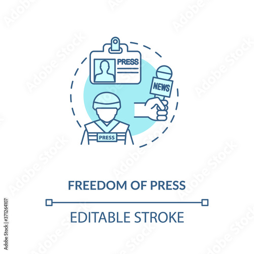 Freedom of press concept icon. Freedom of media and communication idea thin line illustration. Journalism. Political rights. Vector isolated outline RGB color drawing. Editable stroke