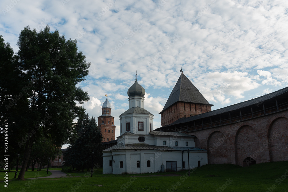 Veliky Novgorod.Novgorod Kremlin.Pokrovskaya Church, Kokuy and Pokrovskaya Towers.Great Novgorod Veliky Novgorod.Novgorod Kremlin.Pokrovskaya Church, Kokuy and Pokrovskaya Towers.Great Novgorod