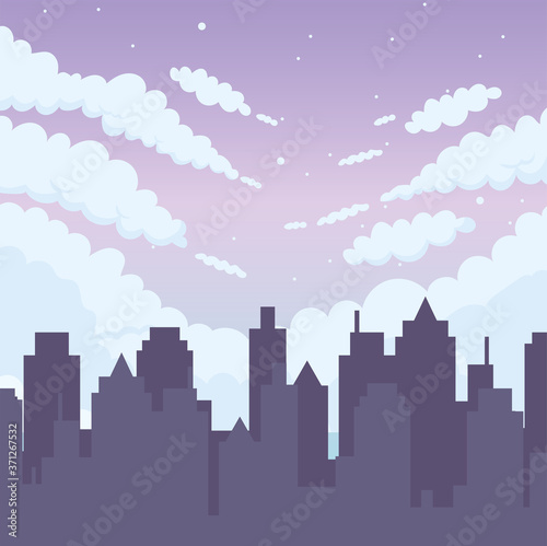 skyline cityscape clouds scene panorama design background