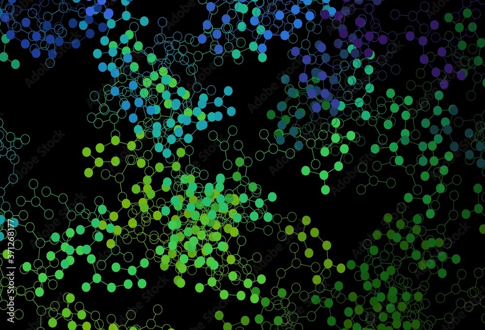Dark Multicolor vector pattern with artificial intelligence network.