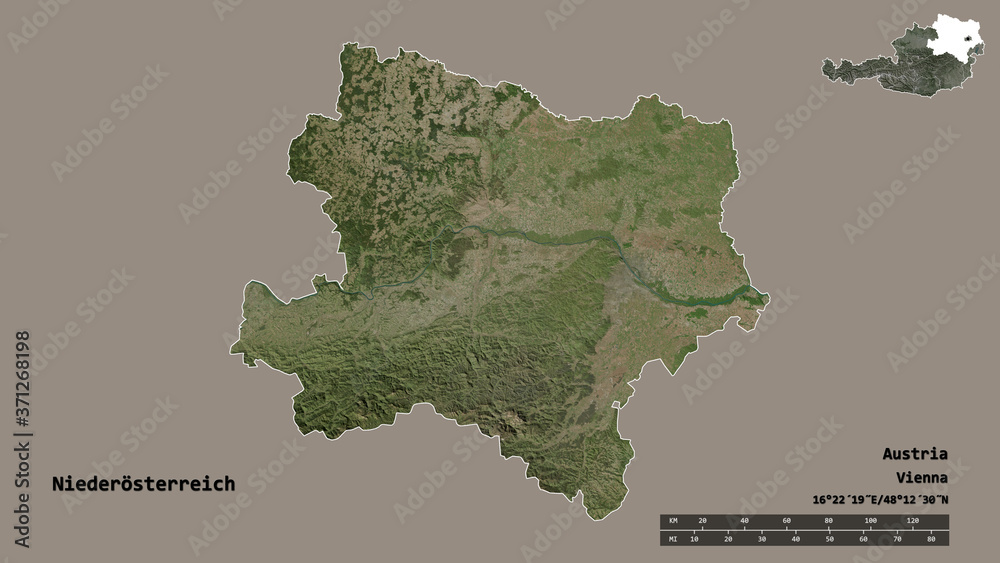 Niederösterreich, state of Austria, zoomed. Satellite Niederösterreich, state of Austria, zoomed. Satellite
