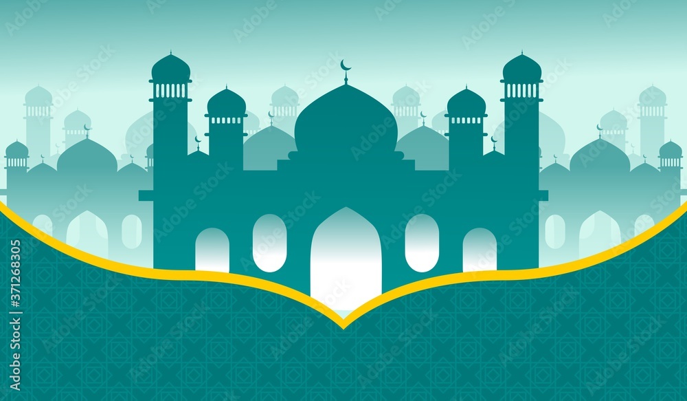 Green Islamic banner vector background. Perfect for Ramadan or Eid Mubarak backdrop