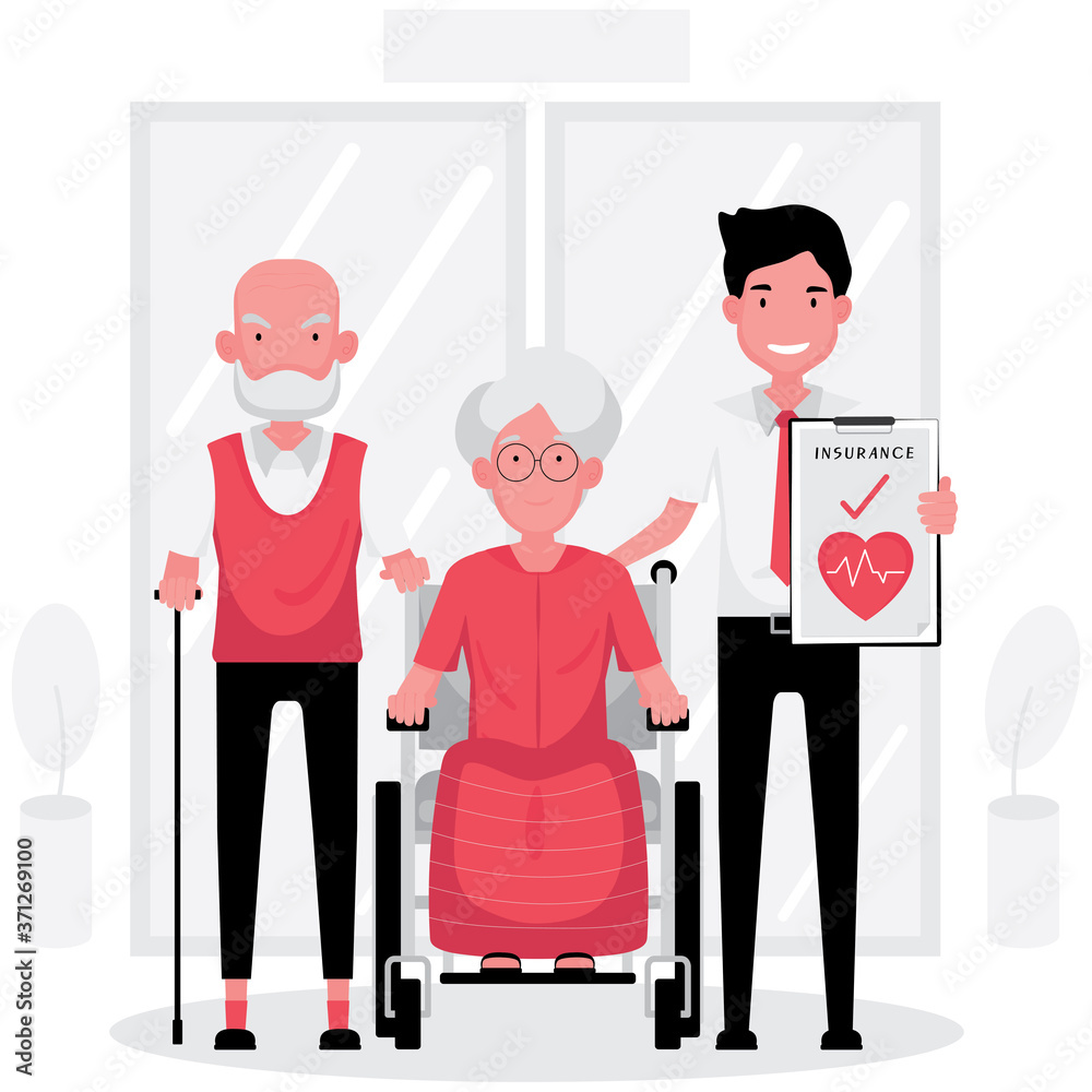 Health insurance feature elderly people with a broker holding policy Health insurance feature elderly people with a broker holding policy