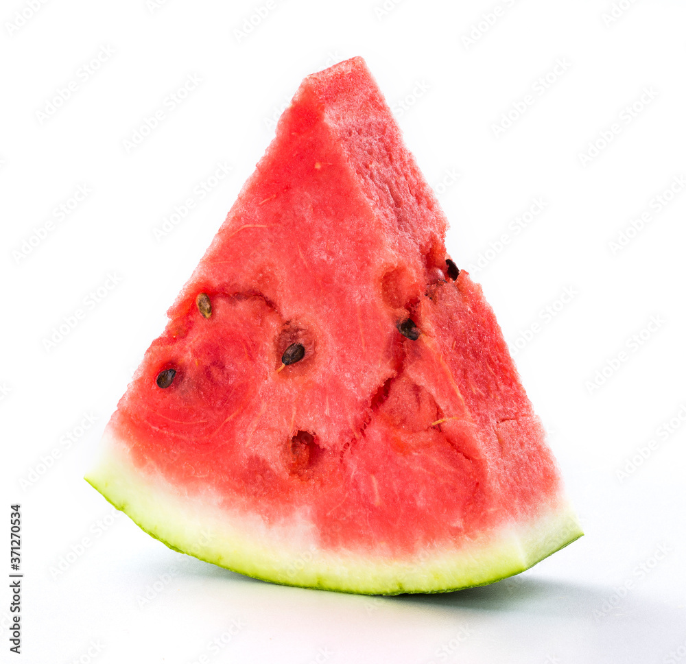 Slice of watermelon isolated on bright background