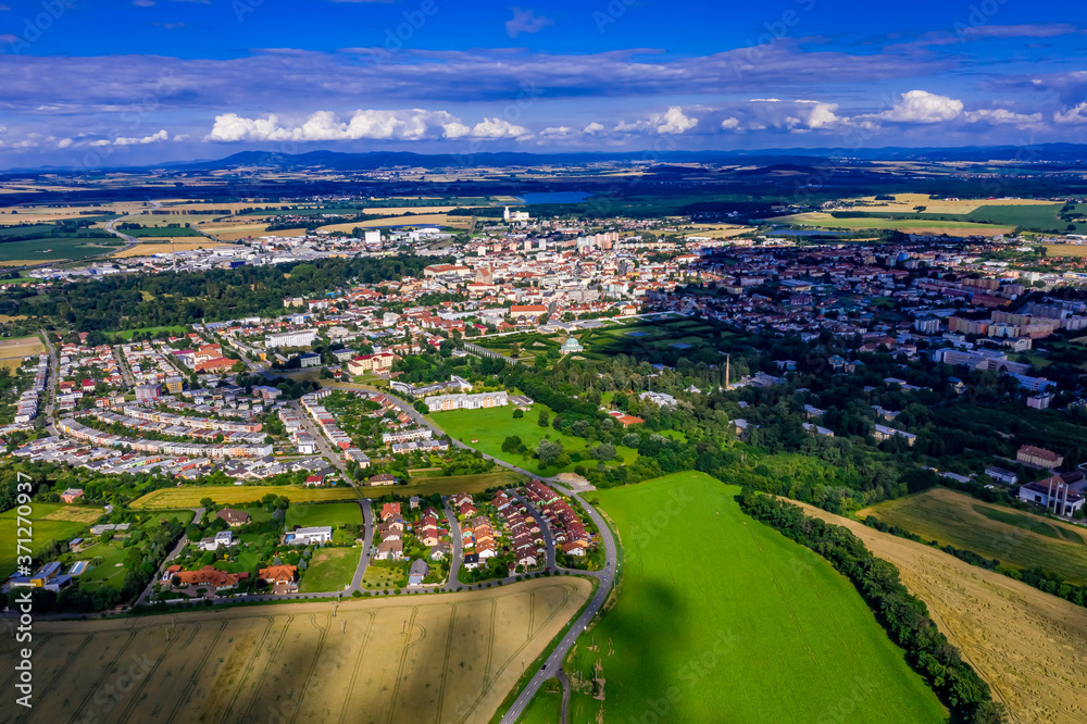 Die Stadt Kromeriz in Tschechien aus der Luft