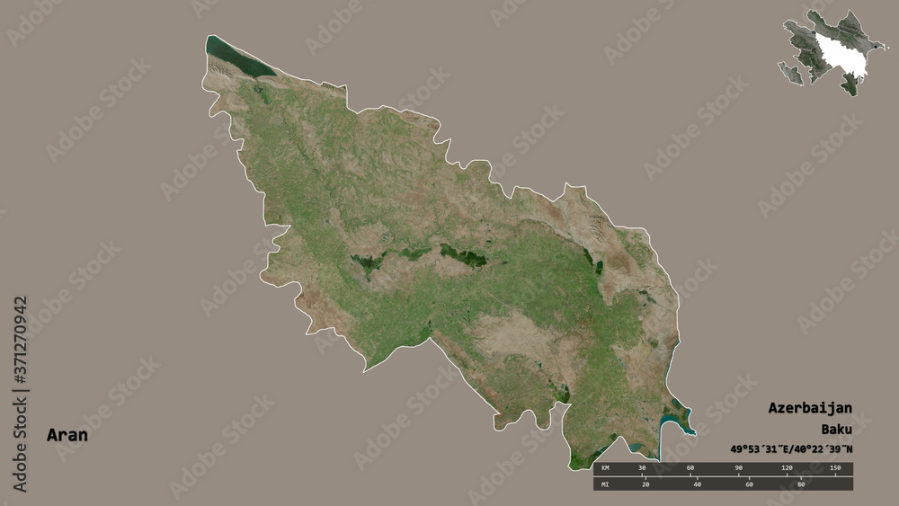Obraz premium Aran, region of Azerbaijan, zoomed. Satellite