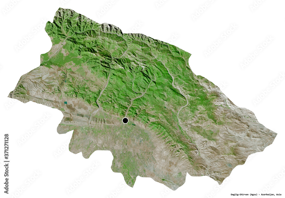 DagligShirvan, region of Azerbaijan, on white. Satellite Stock