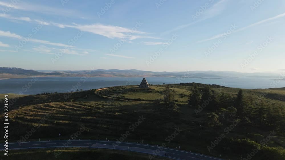 Monument to the Italians, seen from a drone with the Ebro swamp in the background. Monument to the Italians, seen from a drone with the Ebro swamp in the background.