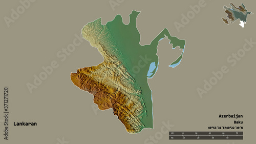 Lankaran, region of Azerbaijan, zoomed. Relief photo