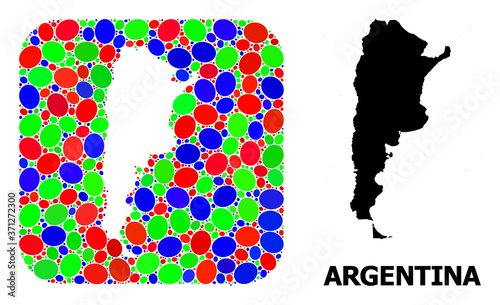 Mosaic Stencil and Solid Map of Argentina