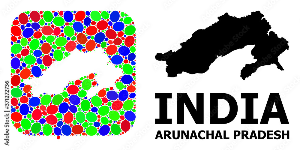 Mosaic Hole and Solid Map of Arunachal Pradesh State