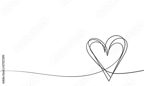 One line drawing heart, Hand drawn vector minimalist illustration of love concept