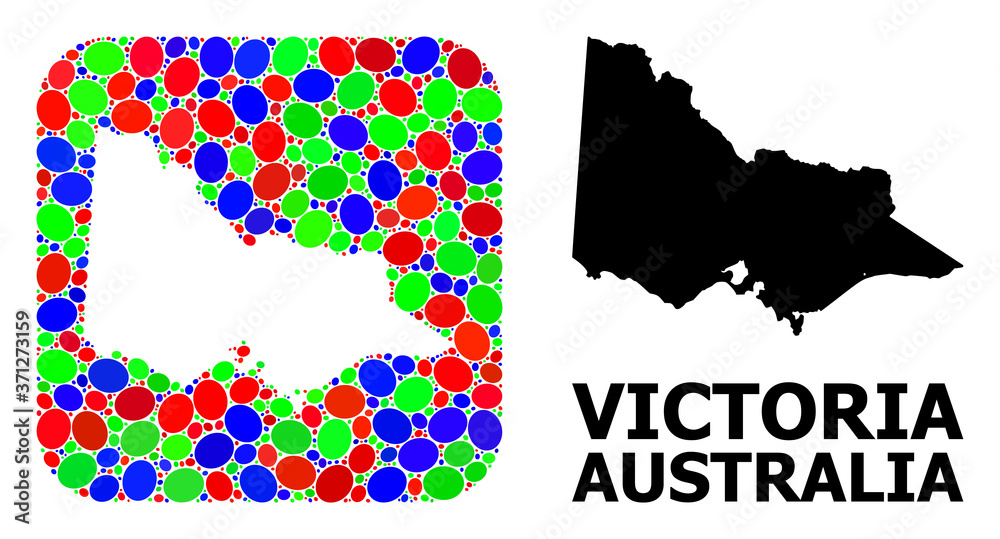 Mosaic Stencil and Solid Map of Australian Victoria