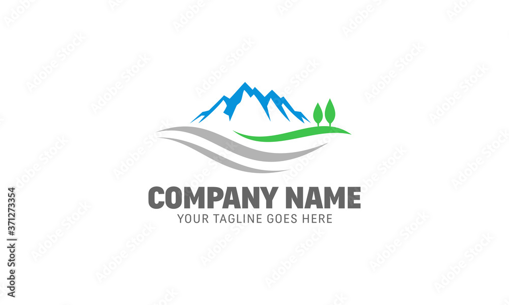 Simple Mountain Lake Logo - Clean Nature Vector Template