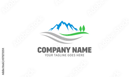 Simple Mountain Lake Logo - Clean Nature Vector Template
