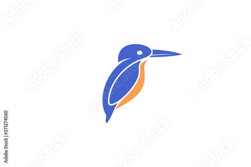 Valokuvatapetti Kingfisher bird logo, isolated on white background.