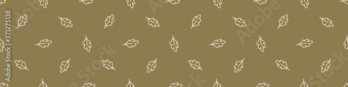 Seamless background simple forest leaf gender neutral baby border pattern. Simple whimsical minimal earthy 2 tone color. Kids nursery decor edging fashion ribbon trim.