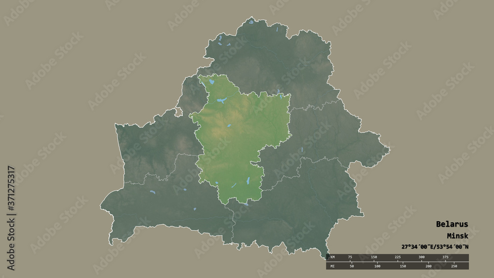 Location of Minsk, region of Belarus,. Relief