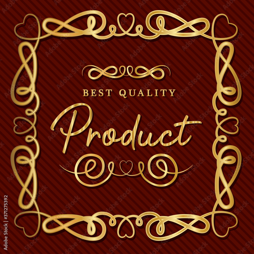 best quality product with gold ornament frame design of Decorative element theme Vector illustration