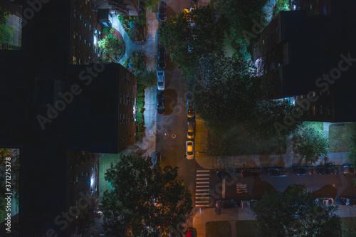 Aerial over head street night photo