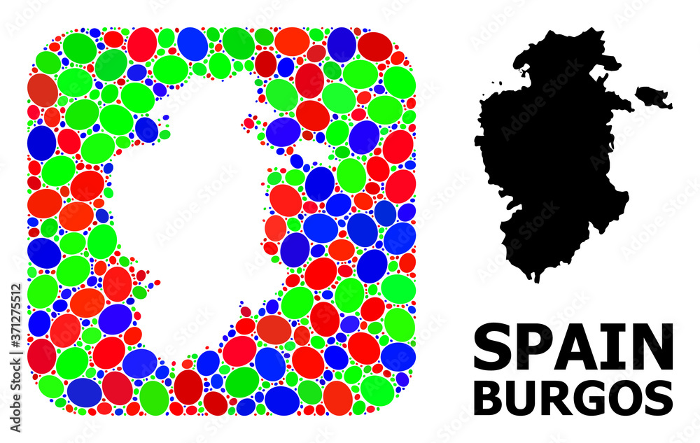 Obraz premium Mosaic Stencil and Solid Map of Burgos Province
