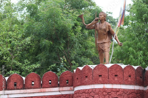 statue of Rani Durgawati For Hindu Awakening Great Hindu Warrior Queen: Rani Durgavati of Gondwana. photo