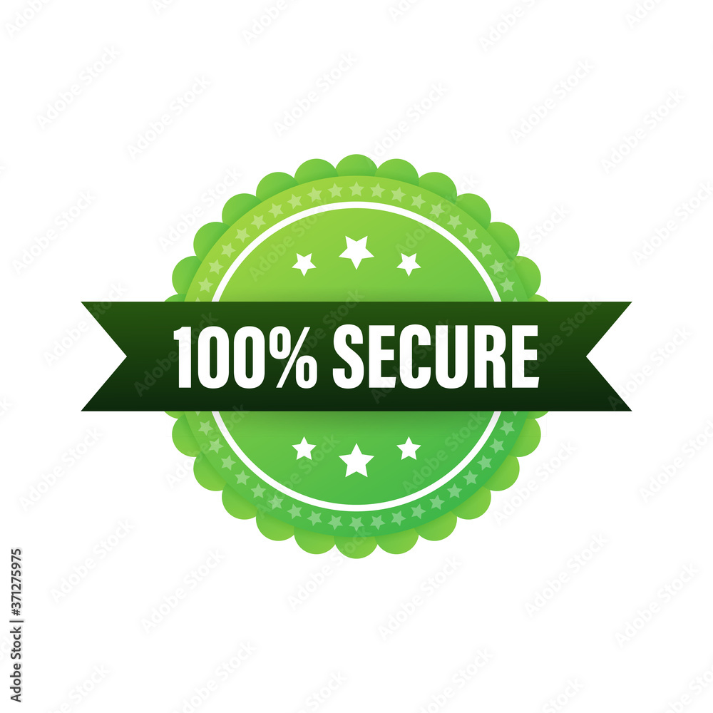 100 Secure grunge vector icon. Badge or button for commerce website. Vector stock illustration.