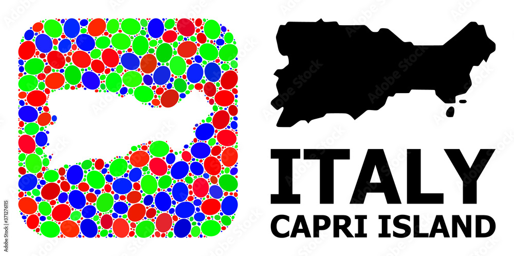 Mosaic Stencil and Solid Map of Capri Island