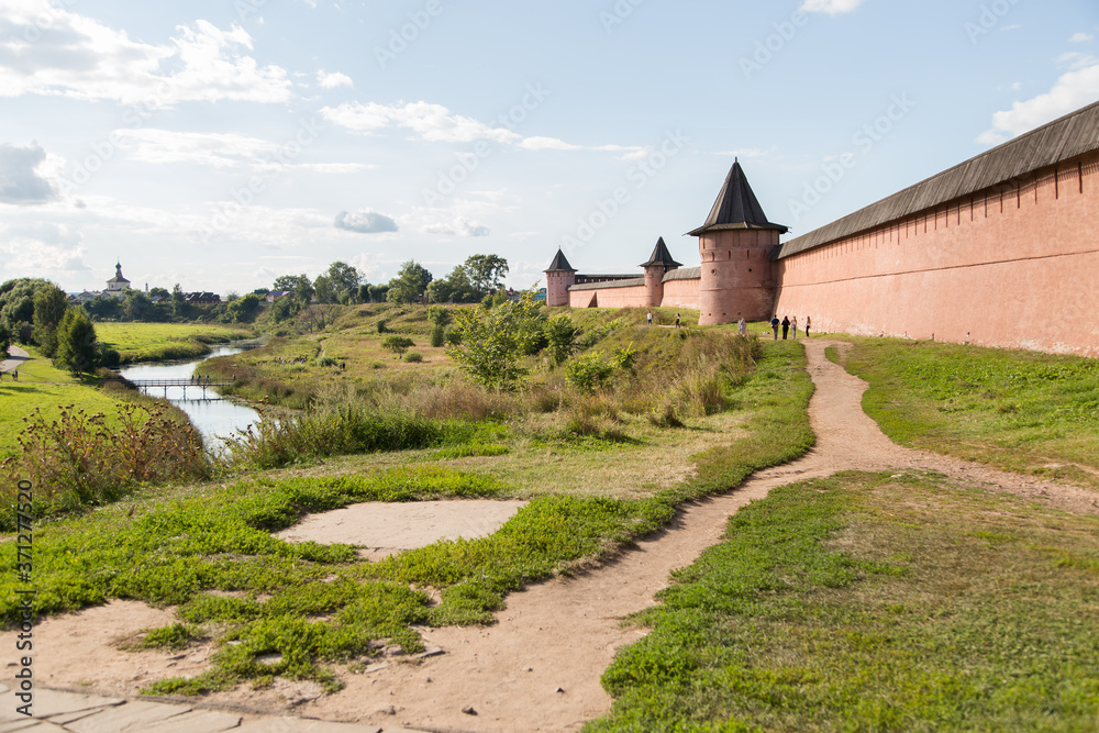 Suzdal, The Golden Ring of Russia, view on Spaso-Efimyevsky monastery and river Kamenka
