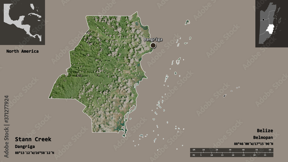 Stann Creek, district of Belize,. Previews. Satellite