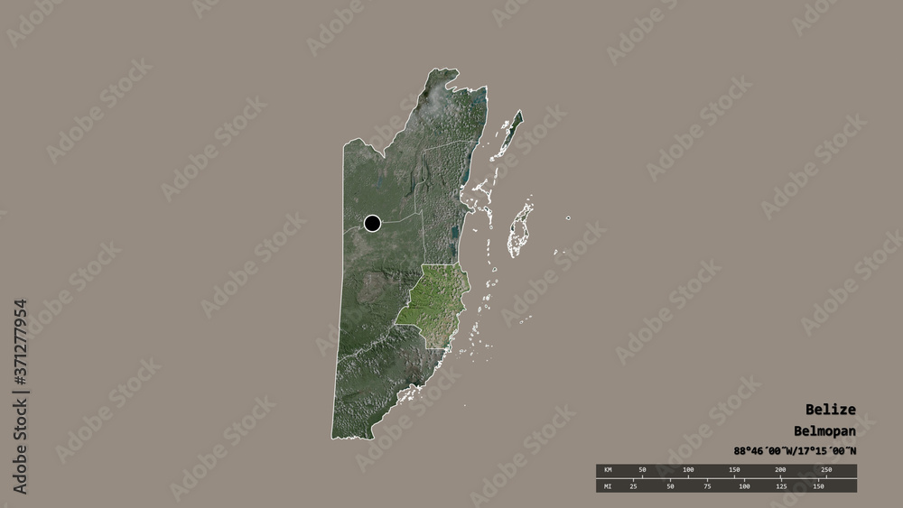 Fototapeta premium Location of Stann Creek, district of Belize,. Satellite