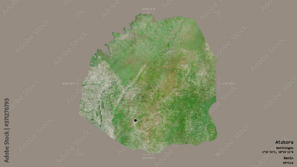 Atakora - Benin. Bounding box. Satellite