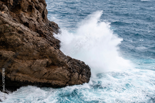wave break in Es Coco, Sa foradada, , Valldemossa, Mallorca, Balearic Islands, Spain